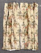 A pair of vintage Schumaker curtains in Quail Meadow Autumn fabric design, depicting wild