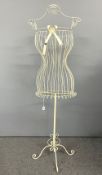 A vintage wire framed 'birdcage' mannequin, bust only, female form, approximately 54' height.