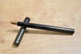 A John Bull Deluxe eye dropper fountain pen in chaised Black Hard Rubber having Warranted 14CT nib