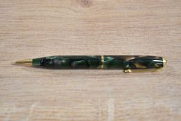 A boxed Conway Stewart No25 pencil in Green marble