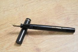 A Lever-Securus lever fill fountain pen in Black Hard Rubber with narrow cap band to clipless cap