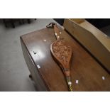 Local interest* Ernest John Oldcorn, a pair of fine Arts & Crafts oak long handled bellows, of