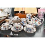 An early 20th-century Booths Silicon china 'Pompadour' tea set, to feature hand painted floral and
