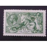GB 1913 £1 GREEN SEAHORSE, MOUNTED MINT Lovely well centred, good vibrant colour £1 Seahorse, with