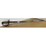 1827 Pattern Officer's sword, 82cm flat spine, slightly curved single-edged and fullered sharpened