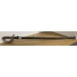 1822 Pattern Officer's Sword, 84cm flat spine numbered 21125, slightly curved single-edged and