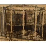 Brian Bradshaw (British 1923-2016) Pen and Inkwash on paper 'Bolton Gasholder', an architectural