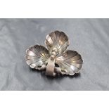 A Georg Jensen Inc USA silver brooch, foliate form designed by Alphonse La Paglia, marked Georg