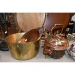 A small selection of late 19th to early 20th-century metalware, to feature a copper and brass