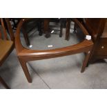 A vintage teak and glass G plan coffee table, width approx. 76cm