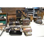 A collection of various Eastern, Chinese, Japanese and Egyptian design boxes, to included a gilt