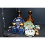 A quantity of 20th-century Chinese cloisonné ware, featuring colourful floral metal inlay,