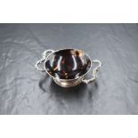 A Victorian silver and tortoiseshell dish, the circular bowl lined with tortoiseshell, having