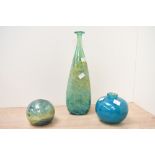A vintage Maltese Mdina type bottle vase, of asymmetric form with remains of Made in Malta label