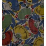 A Mid-20th Century Fauvist inspired fabric sample, a vibrant flower design, later added note verso