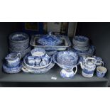 A selection of 19th to early 20th-century Spode 'Italian' blue and white transferware, featuring a