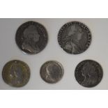 A George I 1723 Shilling,First Bust, SSC In Angles. A George III 1787 Shilling. George II 1758