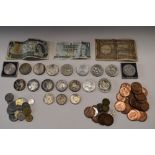 British And World Coins And Banknotes, Elizabeth II Commemorative Crowns. British Coins Including, A