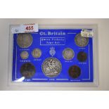 A Queen Victoria Veiled Head Set Of Coins, Comprising, 1895 Crown, 1897 Half Crown, 1899 Florin,