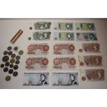 A Collection Of Bank Of England And Isle Of Man Banknotes Together With British And World Coins.