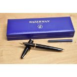 A boxed Waterman Carine cartridge converter fill fountain pen in Black marked Porsche