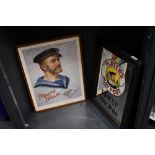 A vintage advertising mirror for Player's Navy Cut Finest Virginia; sold with a framed poster, (