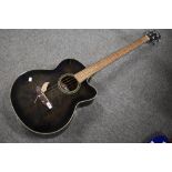 A Vintage model VCB-430 electro acoustic bass guitar