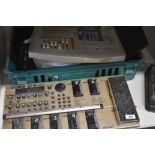 A selection of recording and live equipment, in very grubby condition, includes Boss GT-6 and Tascam