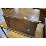 A late 19th or early 20th Century oak bible or similar box, dimensions approx. W46 D36 H27cm