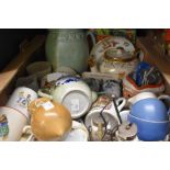A large Arthur Wood Pottery art deco style dappled green jug featuring a moulded leaf band, three