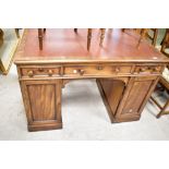 A Victorian mahogany pedestal desk of nice proportions, dimensions approx. W121 D75 H82cm