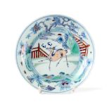 A CHINESE DOUCAI 'DEER' DISH, KANGXI PERIOD (1662-1722)