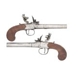 A RARE PAIR OF 60 BORE FLINTLOCK BOX-LOCK PISTOLS FOR THE POLICE OFFICE,