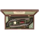 A FINE PAIR OF 38 BORE PERCUSSION DUELLING PISTOLS BY JOHN MANTON & SON, DOVER STREET, LONDON,