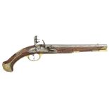 A DANISH 25 BORE FLINTLOCK ORMOLU-MOUNTED HOLSTER PISTOL BY A. GEBAUER, COPENHAGEN, MID-18TH CENTURY