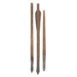 THREE GERMAN CROSSBOW BOLTS, LATE 15TH/EARLY 16TH CENTURY