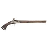 A EUROPEAN 28 BORE FLINTLOCK HOLSTER PISTOL, MID-17TH CENTURY, PROBABLY GERMAN
