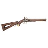 A RARE 18 BORE FLINTLOCK NEW LAND PATTERN YEOMANRY PISTOL CARBINE WITH SHOULDER-STOCK