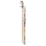 A CAUCASIAN SWORD WITH NIELLOED SILVER MOUNTS, 19TH CENTURY