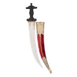 A LARGE OTTOMAN DAGGER WITH EBONY HILT OF INDIAN KHANJAR FORM, TURKEY, LATE 18TH/EARLY 19TH CENTURY