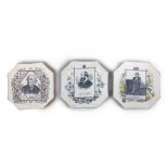 A GROUP OF THREE 'WALLIS GIMSON' COMMEMORATIVE PORTRAIT DISHES, 19th century, of octagonal shape,