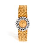 A LADY'S 14K GOLD AND DIAMOND-SET COCKTAIL WATCH, CIRCA 1960 • Manual wind movement • circular