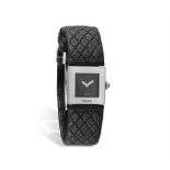 CHANEL: A 'MATELASSÉ' STAINLESS STEEL WRISTWATCH, 1993 • Quartz movement • black quilted square