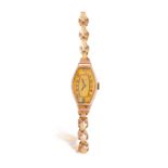 ROLEX: A 9K GOLD LADIES COCKTAIL WATCH • Manual-wind movement • 15 jewels • tonneau-shaped case •