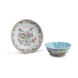 TWO FAMILLE ROSE PORCELAINS China, 19-20th century including a 'basket of flowers'
