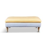 A VICTORIAN STYLE OTTOMAN rectangular form, with yellow and blue upholstered seat,