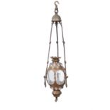 A GILT METAL 'VERSAILLES' CEILING LIGHT / HALL LANTERN, 19TH CENTURY (E) of baluster form,