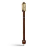 AN ENGLISH MAHOGANY CASED STICK BAROMETER, signed H. Hughes, Fenchurch St. London,