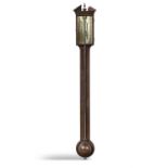 A REGENCY STICK BAROMETER BY J. WHISKER OF YORK, CIRCA 1820 the architectural pediment over an