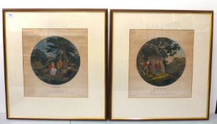 Two 19thC coloured engraving prints - 'Night' and 'Morning' after R.Smirke original works and